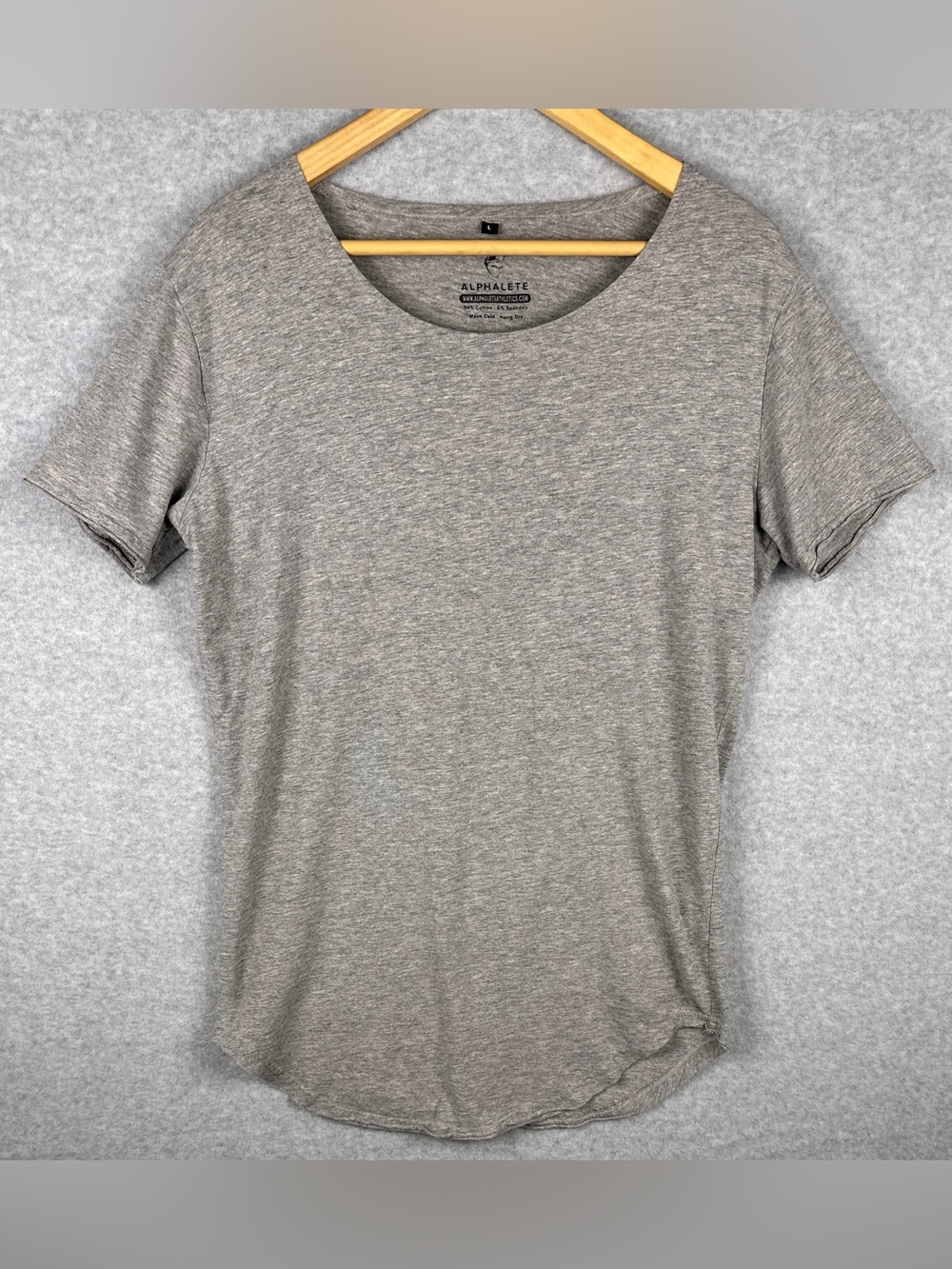 Alphalete Athletics Women's Large Gray Scoop Neck T Shirt Stretch Gym Workout